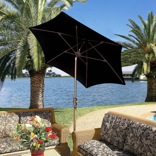 7 5 Ft Spun Acrylic Crank Lift Patio Umbrella With Bronze Pole And 7 5 Ft Crank Lift Patio Umbrella With Bronze Pole And Push On Tilt
