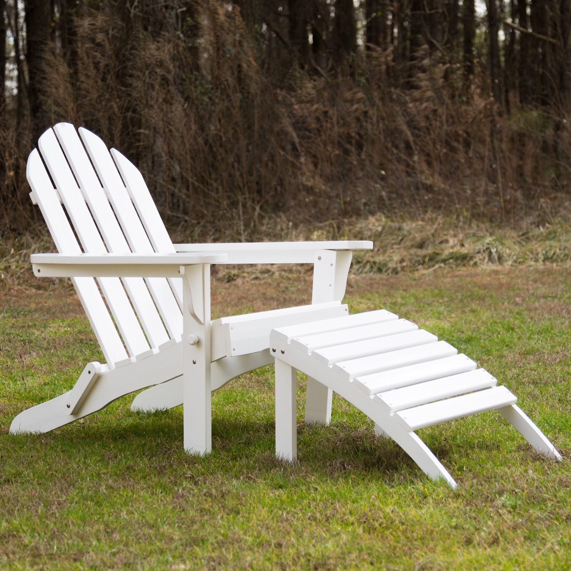 Exclusive Folding Wood Adirondack Chair and Ottoman Combo|Essentials by