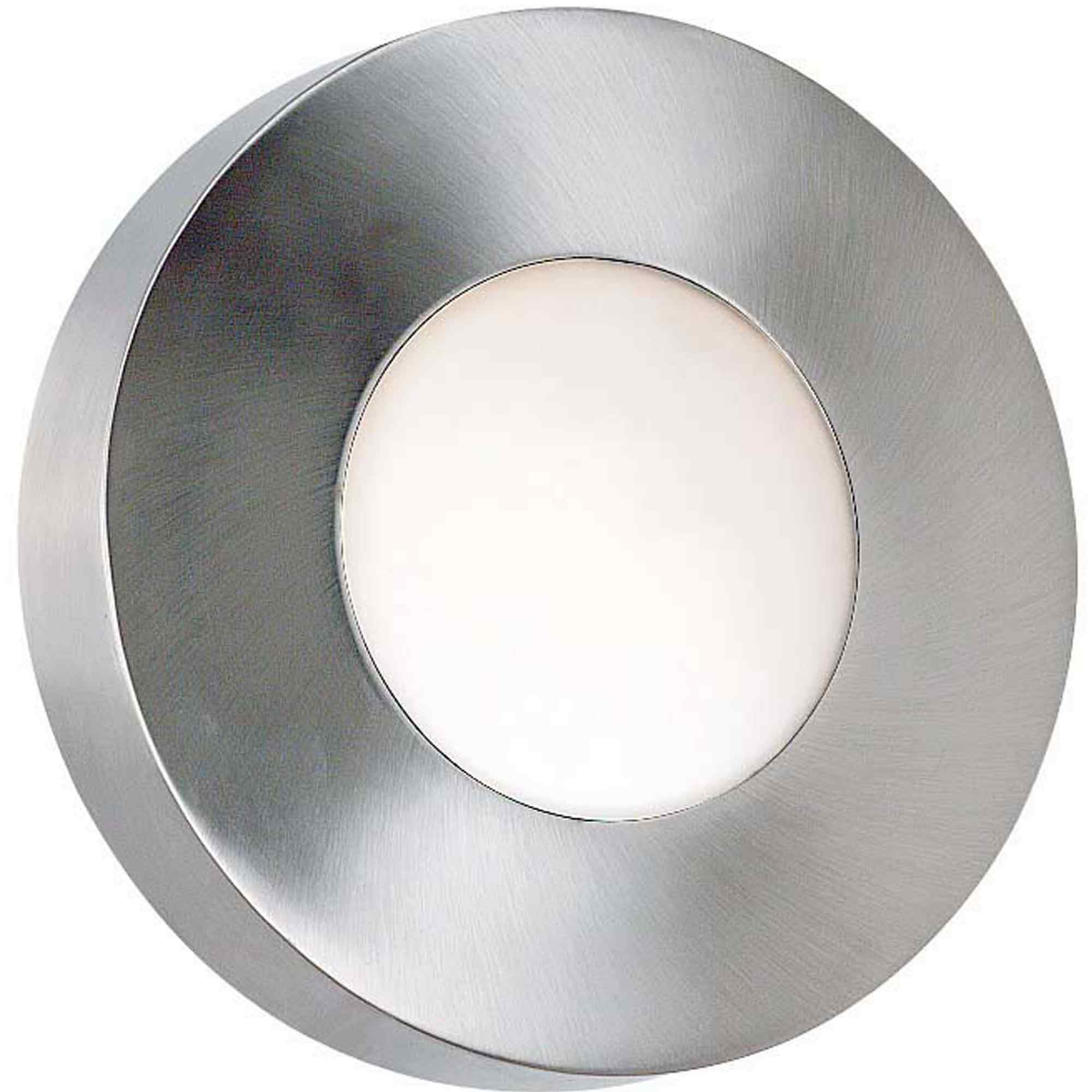 One Light Small Round Wall SconceFlush Mount in Polished Aluminum 