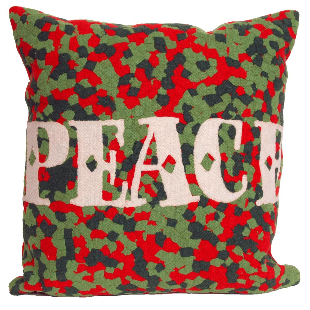 Peace Red Holiday 20in x 20in Outdoor Pillow Peace Red Holiday 20in x 20in Outdoor Pillow
