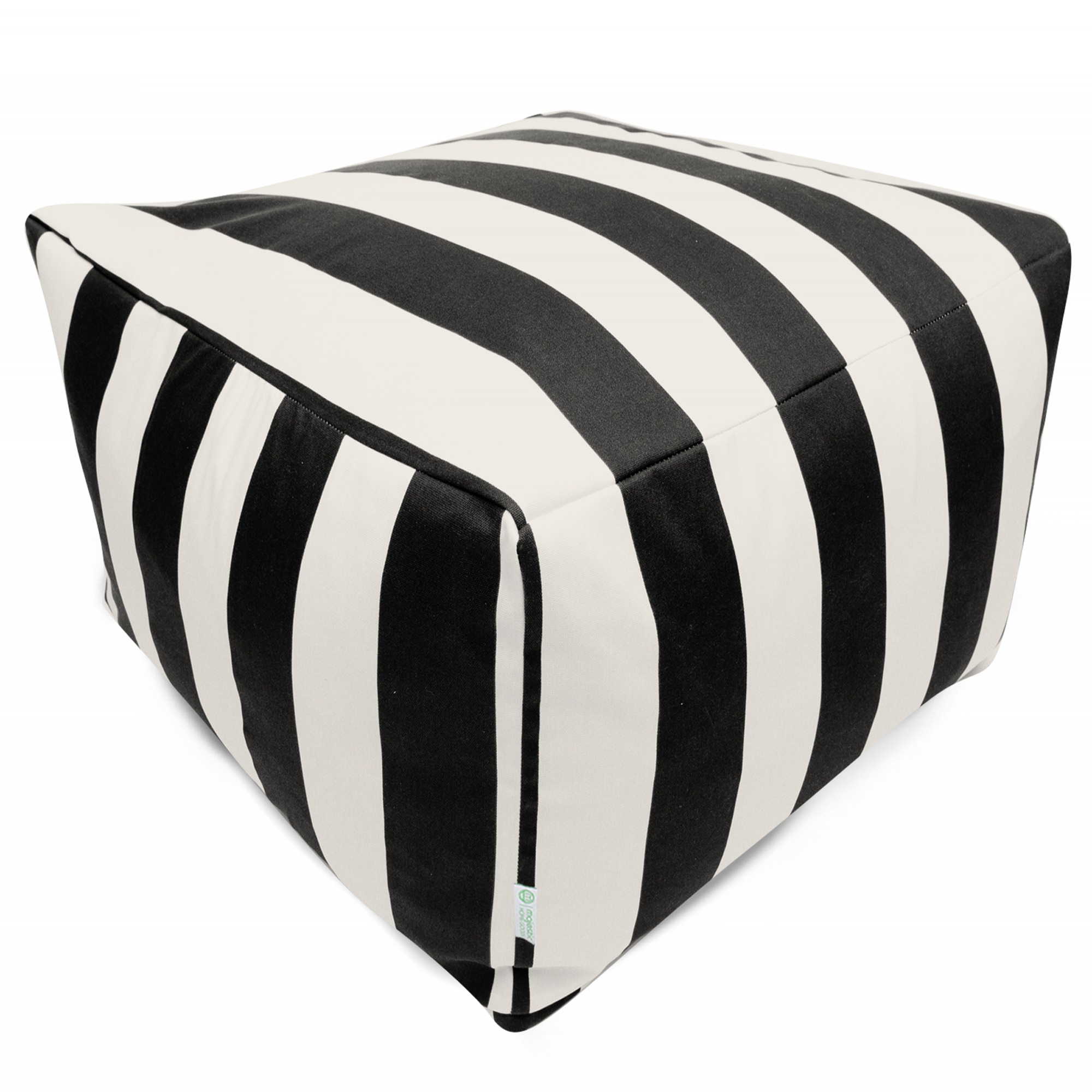 Black Vertical Stripe Large Outdoor Ottoman Dfohome