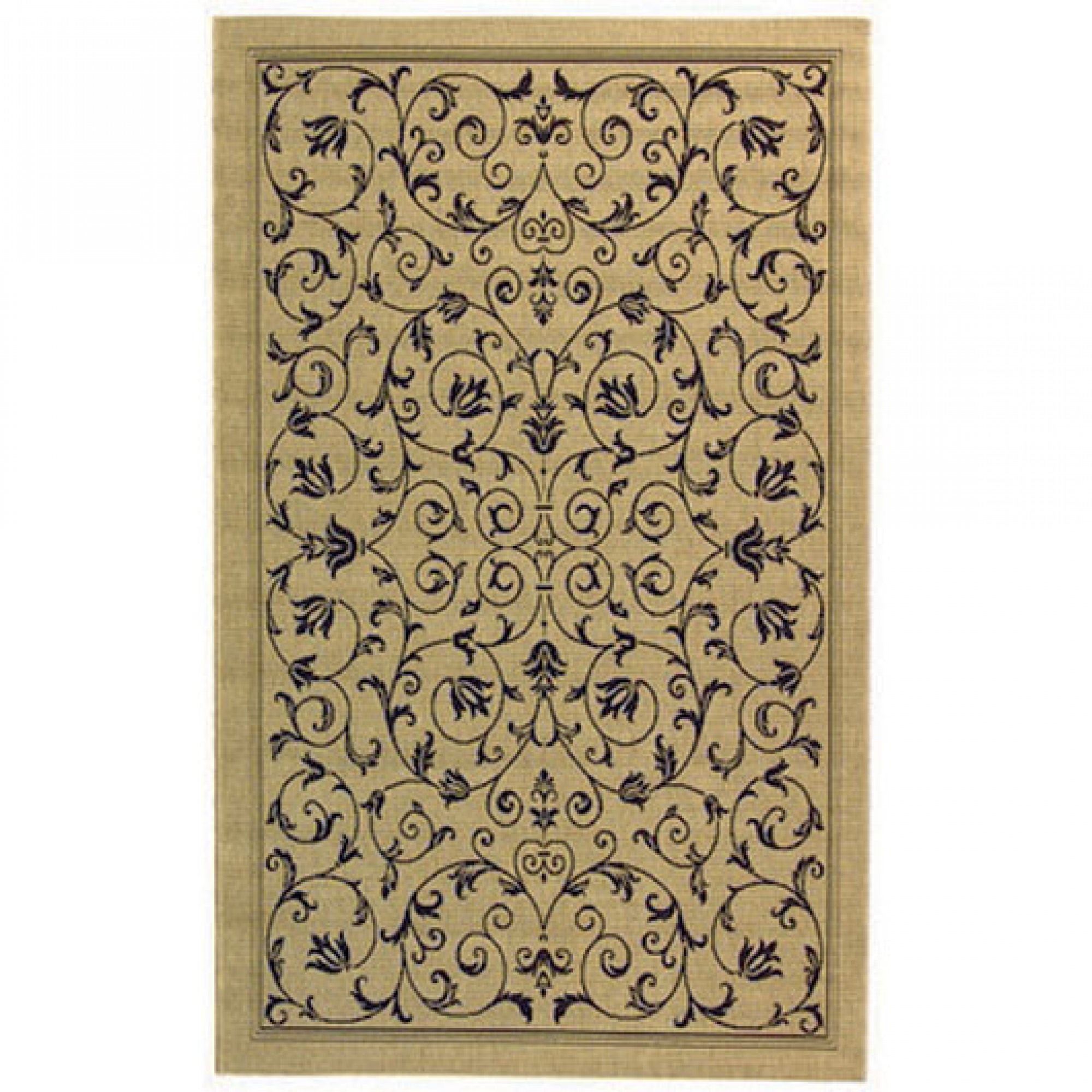 Shop Courtyard Terrace Scroll Sand / Black Outdoor Rug 2ft 7in X 5ft