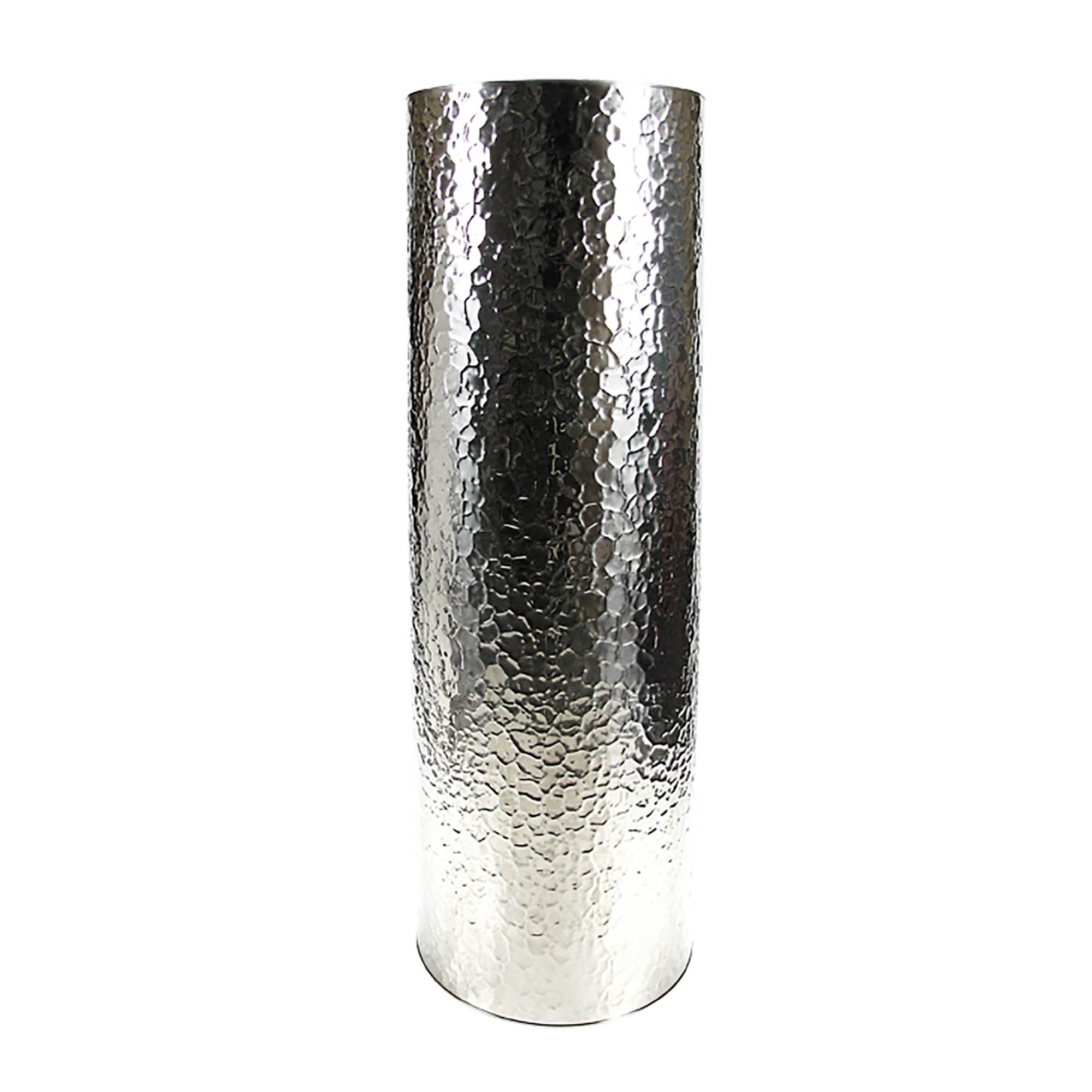 44 In. Tall Cylinder Stainless Steel Hammered Outdoor Vase by Le Present J293 DFOHome