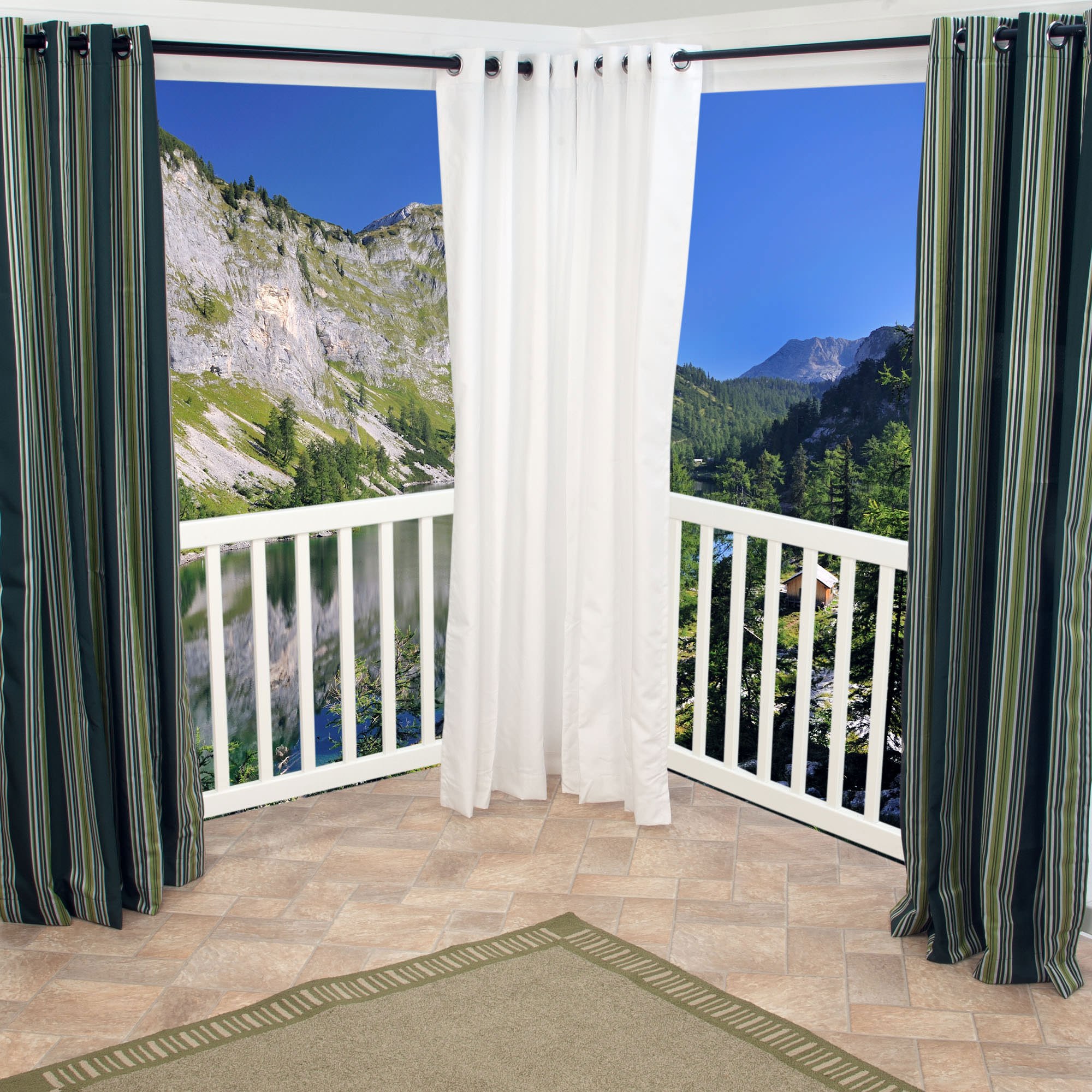 Shop Forest Stripe Grommet Polyester Outdoor Curtain (54 x 96