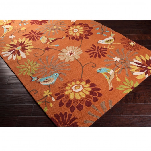 Shop Rain Orange Birds Outdoor Rug 9 Ft X 12 Ft Surya; Rugs; Outdoors
