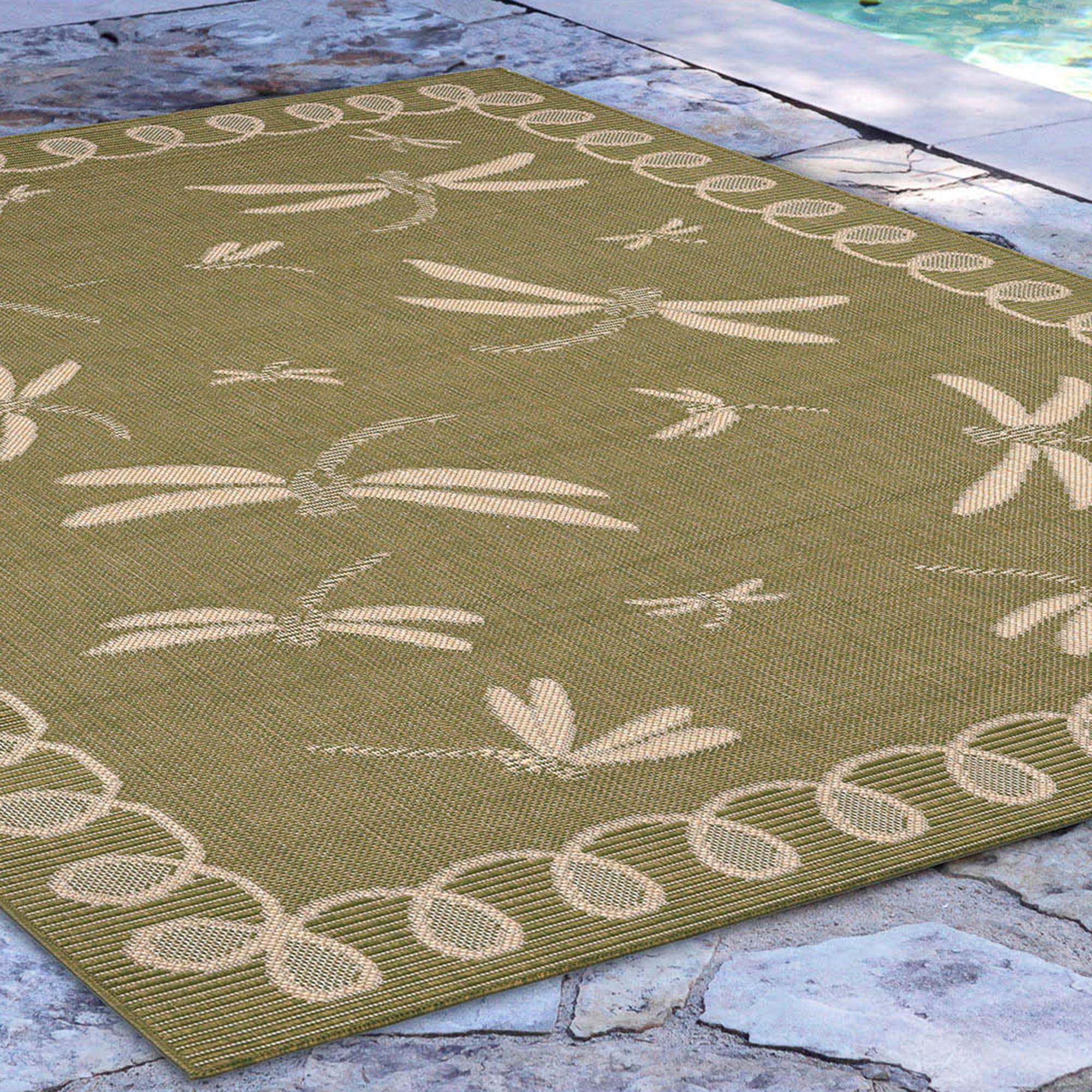 Terrace Dragonfly Green Outdoor Rug DFOHome