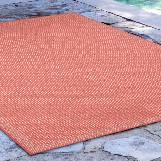 Terrace Texture Coral Outdoor Rug DFOHome