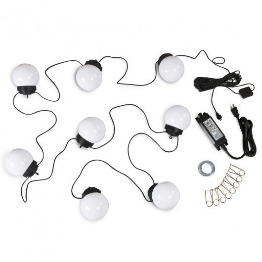 8 Globe Bright White LED SOLAR Umbrella String Lights