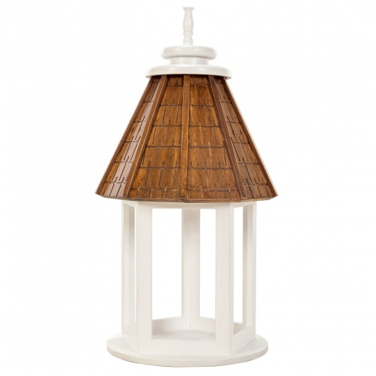 14''L x 14''W x 26''H Gazebo Style Wood Bird Feeder With Columns, White