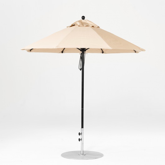 7.5 Ft. Pulley Lift Fiberglass Market Umbrella with Black Pole