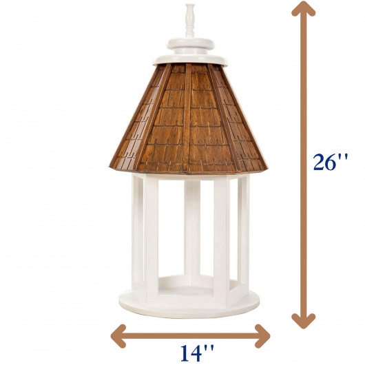 14''L x 14''W x 26''H Gazebo Style Wood Bird Feeder With Columns, White