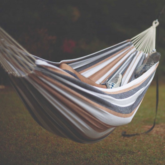 Large Cotton Brazilian Gray & Black Stripe Hammock with Matching Storage Bag Included