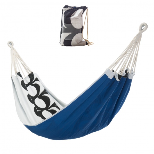 Large Cotton Brazilian Blue Kaivo Print Hammock with Matching Storage Bag Included
