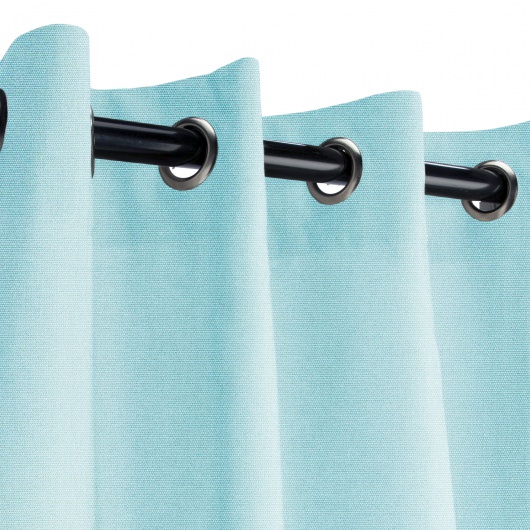 Sunbrella Canvas Mineral Blue Outdoor Curtain with Grommets