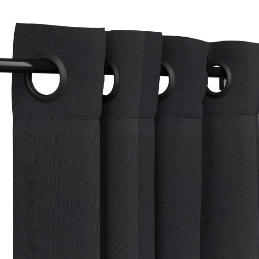 Sunbrella Canvas Raven Black Outdoor Curtain with Grommets