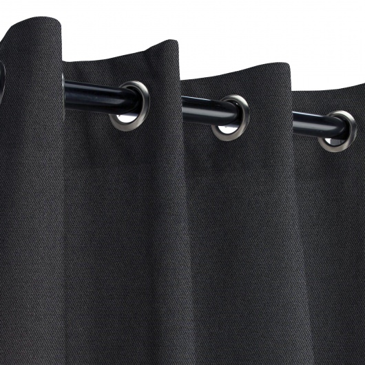 Sunbrella Canvas Raven Black Outdoor Curtain with Grommets