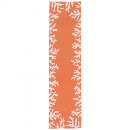 Capri Coral Border Coral Outdoor Rug