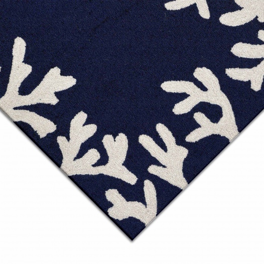 Capri Coral Border Indoor/Outdoor Rug - Navy