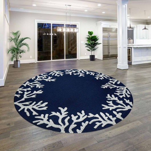 Capri Coral Border Indoor/Outdoor Rug - Navy