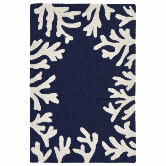 Capri Coral Border Indoor/Outdoor Rug - Navy