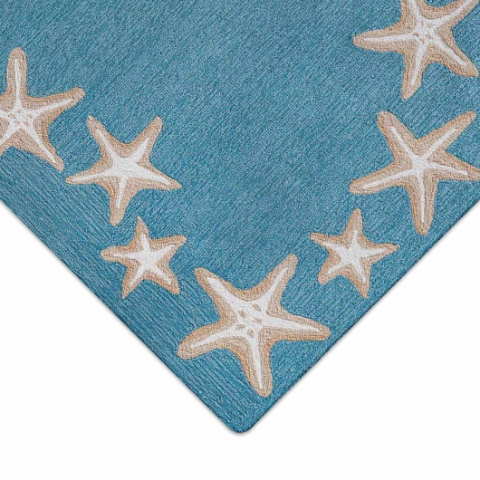 Capri Starfish Border Indoor/Outdoor Rug - Aqua