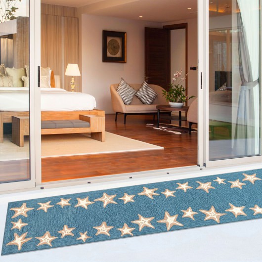 Capri Starfish Border Indoor/Outdoor Rug - Aqua