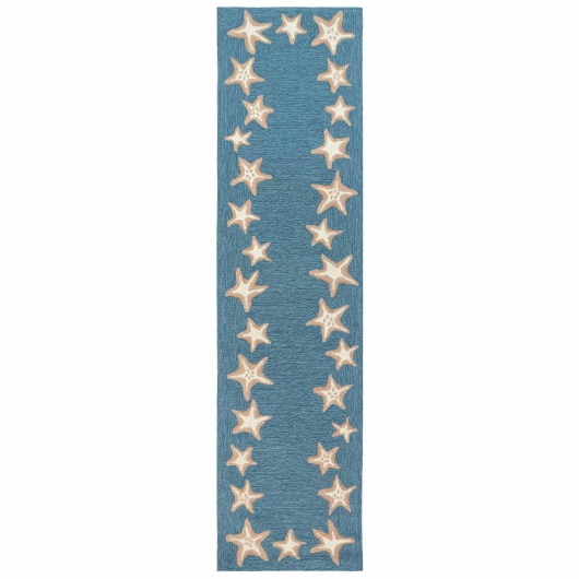 Capri Starfish Border Indoor/Outdoor Rug - Aqua
