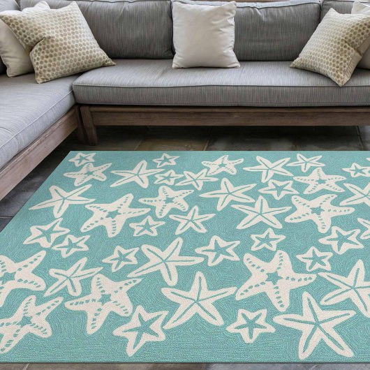 Capri Starfish Indoor/Outdoor Rug - Aqua