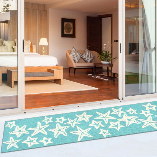 Capri Starfish Indoor/Outdoor Rug - Aqua