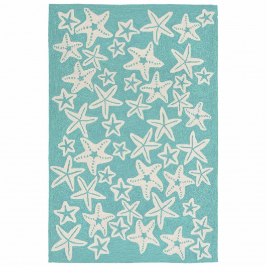 Capri Starfish Indoor/Outdoor Rug - Aqua