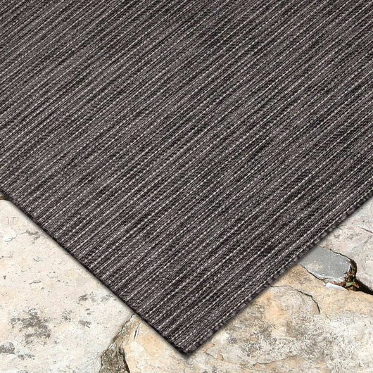 Carmel Texture Stripe Black Indoor/Outdoor Rug