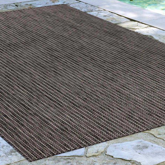 Carmel Texture Stripe Black Indoor/Outdoor Rug