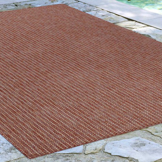 Carmel Texture Stripe Red Indoor/Outdoor Rug