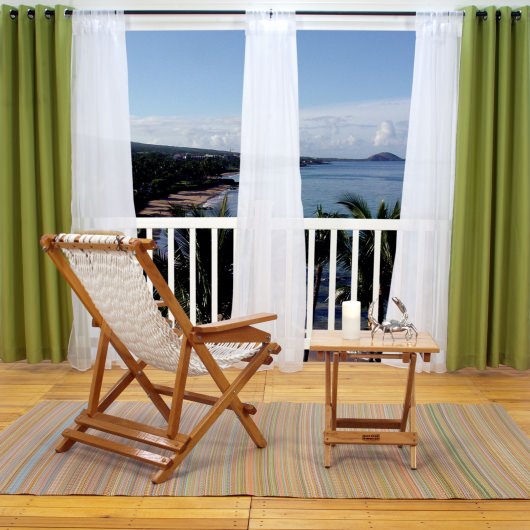 Polyester Outdoor Curtain with Grommets - Green