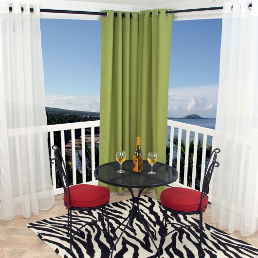 Polyester Outdoor Curtain with Grommets - Green