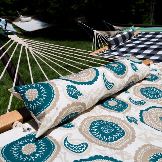 Large 45'' Quilted Fabric Hammock with Patented KD Space Saving Hammock Stand and Pillow Combo - Medallion