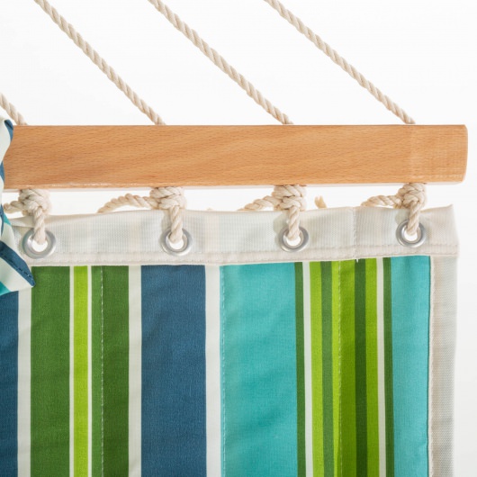 Single 36'' Quilted Fabric Hammock with Patented KD Space Saving Hammock Stand and Pillow Combo - Blue and Green Stripe
