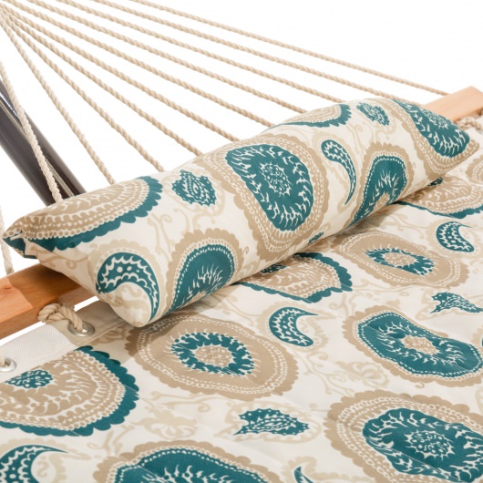 Large 45'' Quilted Fabric Hammock with Patented KD Space Saving Hammock Stand and Pillow Combo - Medallion