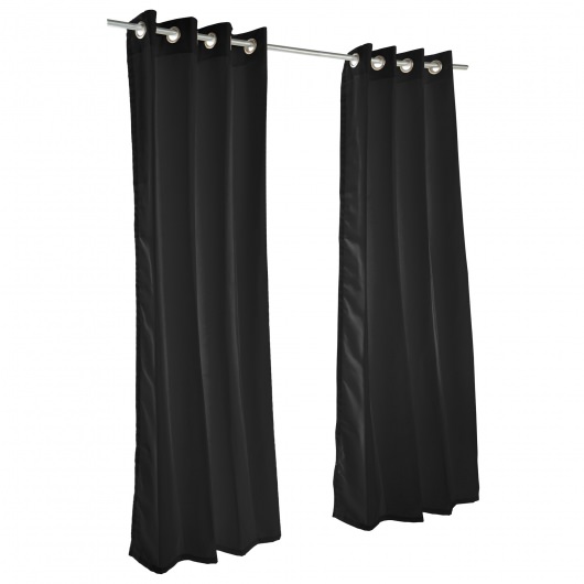 Sunbrella Canvas Black Outdoor Curtain with Grommets