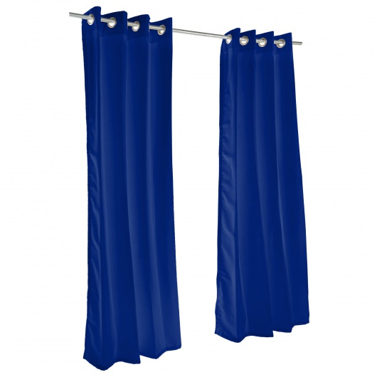 Sunbrella Canvas True Blue Outdoor Curtain with Plated Grommets