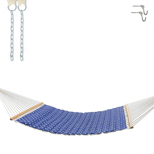 Large Polyester Pillowtop Hammock - Blue Dobby Weave