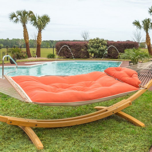 Large Sunbrella Tufted Hammock with Detachable Pillow - Echo Sangria