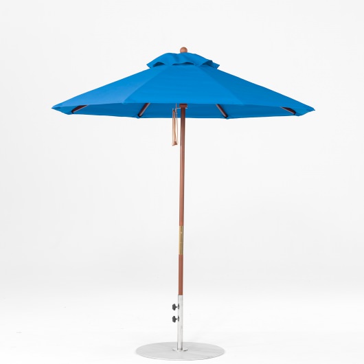 7.5 Ft. Pulley Lift Indonesian Hardwood Market Umbrella