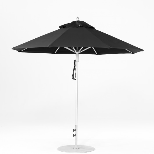 9 Ft. Pulley Lift Aluminum Market Umbrella with Silver Pole