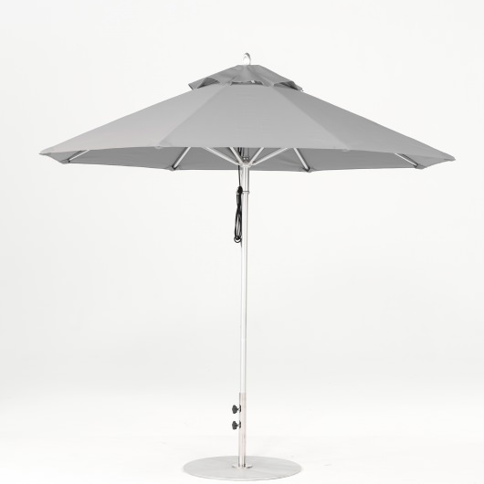 9 Ft. Pulley Lift Aluminum Market Umbrella with Silver Pole