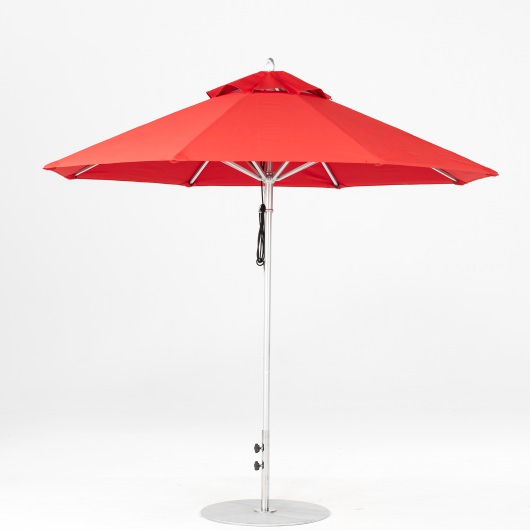 9 Ft. Pulley Lift Aluminum Market Umbrella with Silver Pole