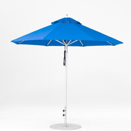 9 Ft. Pulley Lift Aluminum Market Umbrella with Silver Pole