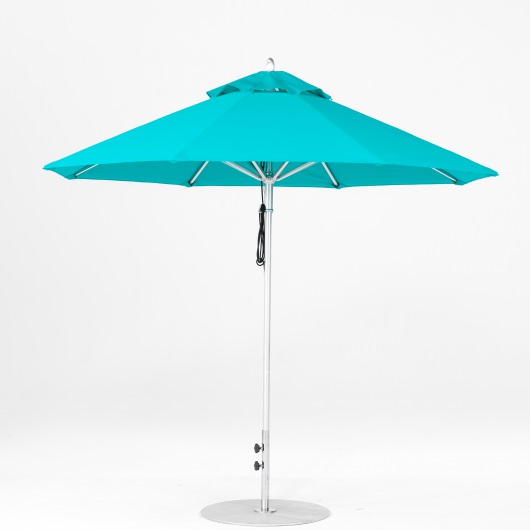 9 Ft. Pulley Lift Aluminum Market Umbrella with Silver Pole