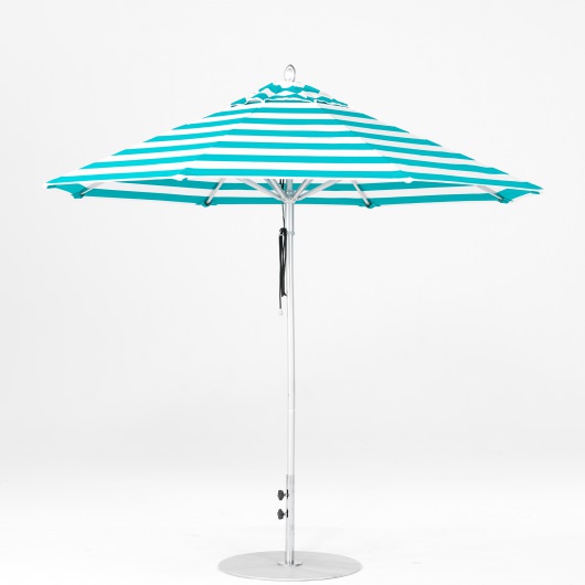 9 Ft. Pulley Lift Aluminum Market Umbrella with Silver Pole