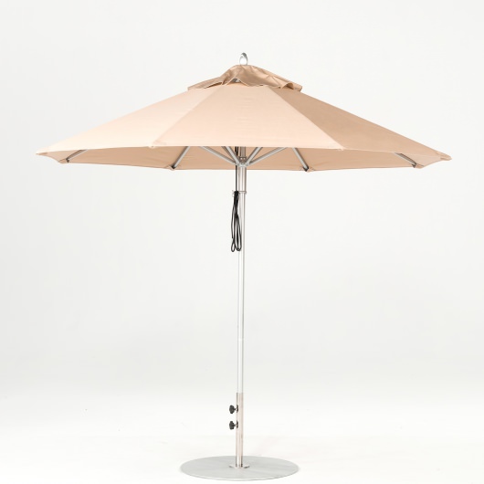 9 Ft. Pulley Lift Aluminum Market Umbrella with Silver Pole